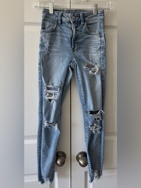 American Eagle Outfitters Light Blue Ripped Skinny Jeans